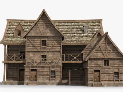 Medieval house x31 Low-poly 3D model