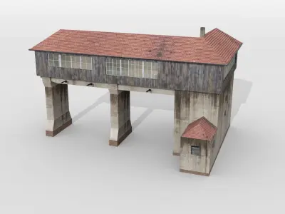 Old gantry signal tower Low-poly 3D model