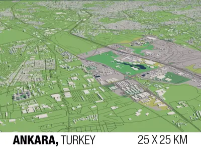 Ankara Turkey 25x25km 3D City Map 3D model