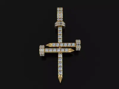 Diamond Nail Cross Pendant 3D print model