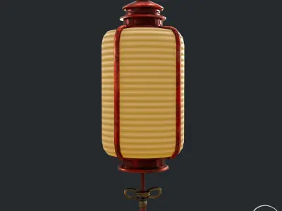 Pbr Chinese Lantern - Street Lamp Low-poly 3D model