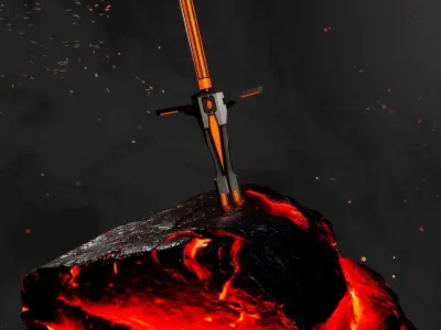 Future Sci-Fi Spear Game-Ready Low-poly 3D model Low-poly 3D model