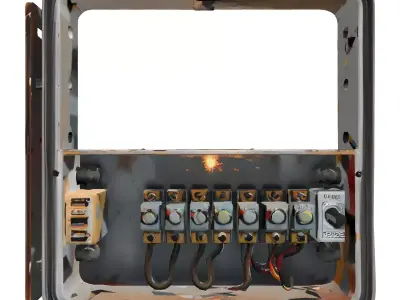 Rusty Industrial Electrical Fuse Box Low-poly 3D model