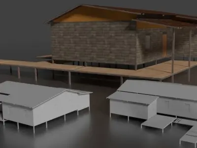 Rumah Kayu Pinggir Sungai 001-020 FBX 3D model
