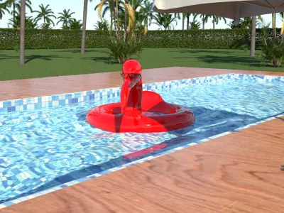 laos Flamingo Pool Scene 3D model
