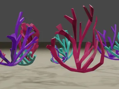 Low Poly Coral 3D Model Game Ready for Ocean Undewater Scenes Low-poly 3D model
