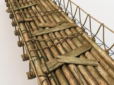 Old Wooden Bridge 03 3D model