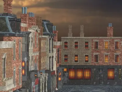 London Victorian Era Street Environment For Blender 3D Model Low-poly 3D model