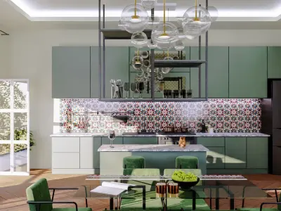 Blender Kitchen Scene Low-poly 3D model