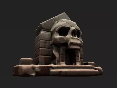 Stylized Skull Gate  Crypt Entrance  Game Ready 3D Model Low-poly 3D model