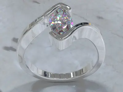 Marquise shape tension style engagement ring 3D print model