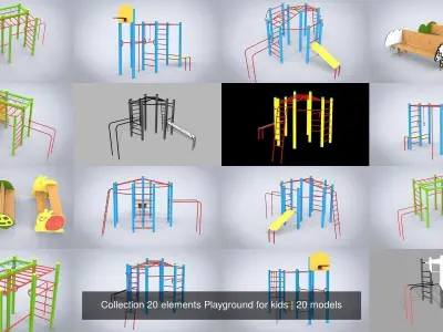 Collection 20 elements Playground for kids 3D Model Pack