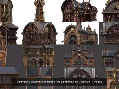 Steampunk Victorian Architecture And Landmarks 3D Collection 3D Model Pack