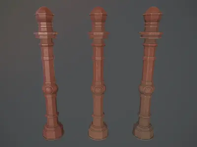 Barrier Bollard Pack 2 v4 Red Three Texture Options Low-poly 3D model