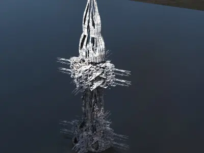 White Atlanta Sci fi Tower Top  3D model