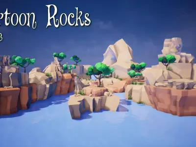 Cartoon Rocks Mobile for UNREAL Low-poly 3D model