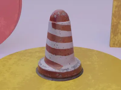 Concrete road bollard 03 Low-poly 3D model