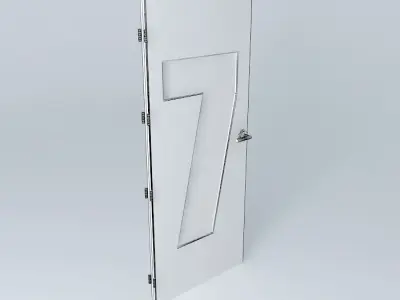 Wording 7 3D door very detail with glass  lock and hinger Free 3D model
