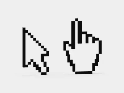 Mouse hand and arrow cursor icon Low-poly 3D model