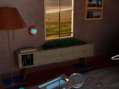 Stylized Futuristic Robot Living Room - Fully Textured Low-poly 3D model