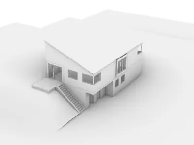 Residential House Exterior and Interior Model Low-poly 3D model