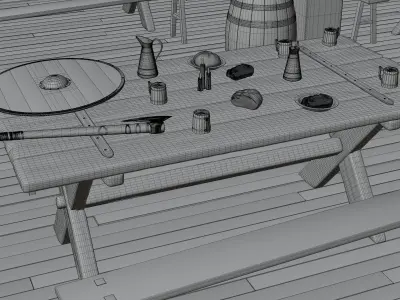 Viking Tavern 3D Model Low-poly 3D model