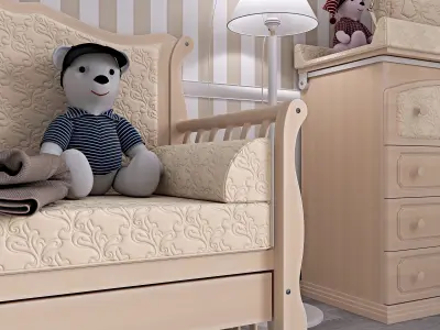 Childrens furniture set Azzurra Rinascimento antique white 3D model