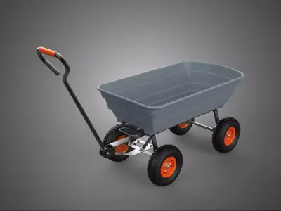 POLY DECK GARDEN UTILITY CART WAGON TRAILER TROLLEY FOUR 4 WHEEL 3D model