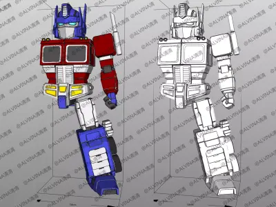 SD G1 Optimus Prime Armor - DIY Cosplay Pepakura Foam Template Low-poly 3D model