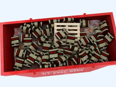 Industrial Container with concrete sacks 3D model