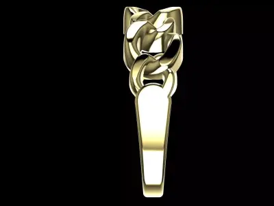 Cuban Link Statement Ring 14K Gold 3D print model