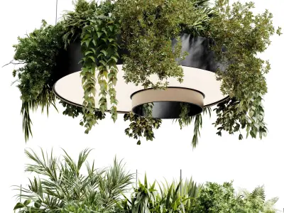 circle pot light pendant - plant light hanging 023 3D model