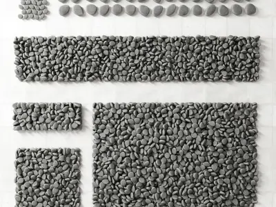 Gray pebble smooth road 3D model