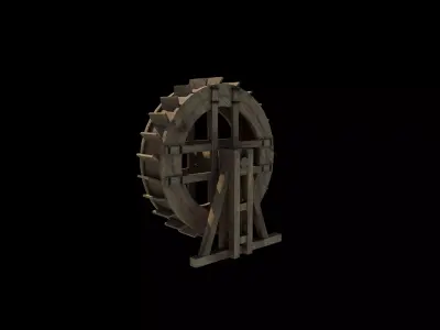 wooden water wheels 06 3D model