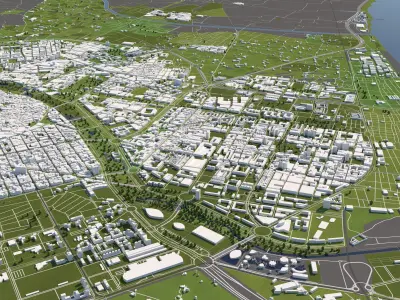 Valencia 50x50km 3D City Map 3D model