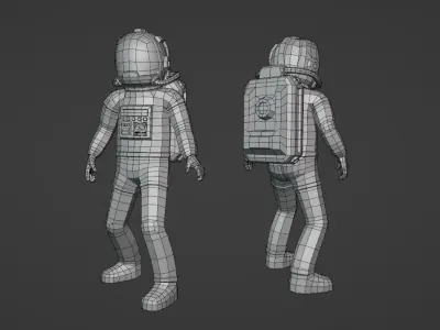 Stylized low-poly astronaut in a spacesuit Low-poly 3D model
