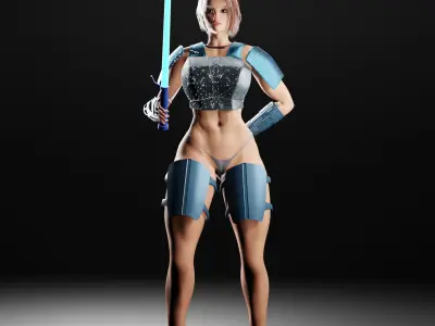 Sexy Armored Energy Sword Woman 3D print model