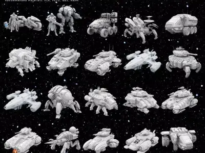 Iron Vow Fleet  Combat Vehicles 17 Model 3D Printable Collection 3D Model Pack