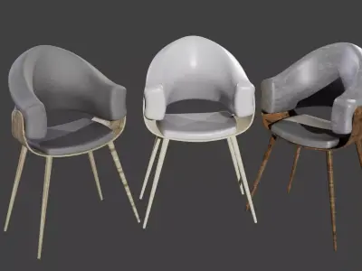 Chair modern with wooden legs 3D model