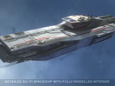 Fenris - Spaceship with Interior Low-poly 3D model