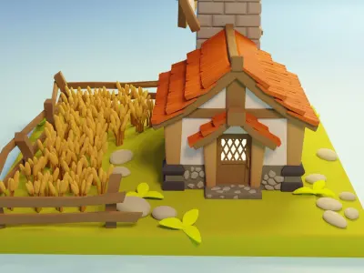 Farm house Low-poly 3D model get