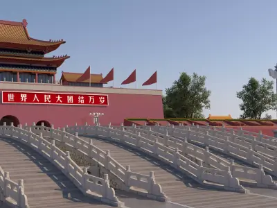 Tiananmen Square in Beijing Low-poly 3D model
