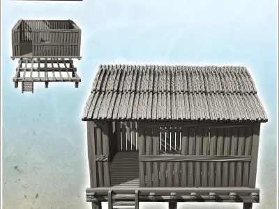 Tropical house on stilts with access ladder 11 - Pirate Jungle I 3D print model