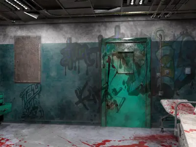 Old Hospital Room 1 Low-poly 3D model