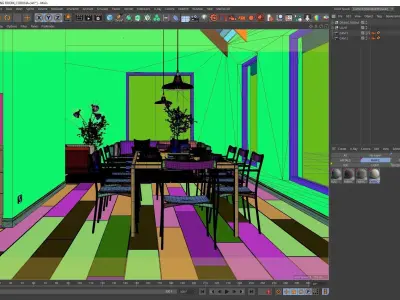 Corona - C4D Scene Files - Dining Room Interior 3D model 3D model