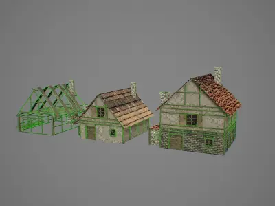 Bakery medieval houses Low-poly 3D model