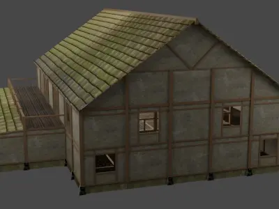 Enterable Medieval Village Building Pack Low-poly 3D model