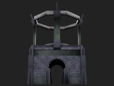 Crypt tower with light shining Low-poly 3D model