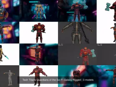 Tech Titans Guardians of the Sci-Fi Galaxy Rigged 3D Model Pack