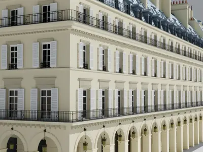 Paris City Building Rivoli Low-poly 3D model